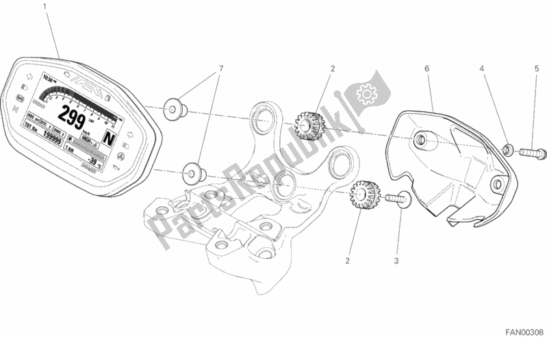 All parts for the Instrument Panel of the Ducati Monster 821 USA 2020
